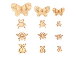 35 mini decorações de insetos de madeira Artemio