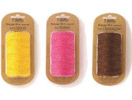 3 Bobinas de Fio de Jute GRAINE CRÉATIVE (100 M x 2 mm - Amarelo-Rosa-Castanho)