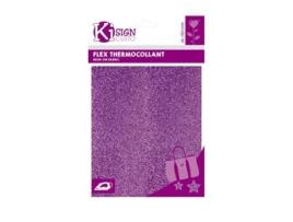 Tecido Flex Fusível Glitter Roxo 15 X 20 Cm Youdoit