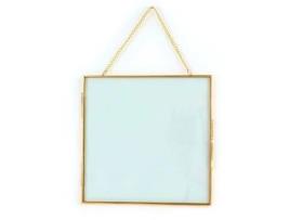 Moldura de vidro vintage - quadrada com corrente de metal - 20 x 20 cm Graine Créative