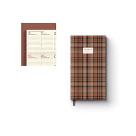 FIRMO Agenda Semanal Tartan, 80 x 150 mm, Castanho