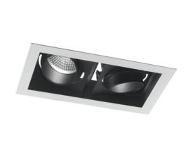Led Apollo Antirreflexo Embutido em Preto e Branco com Dois Focos Ajustáveis 2Xw 3000K Luz Quente
