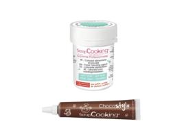 Caneta Chocolate + Corante em Pó Verde Água Scrapcooking