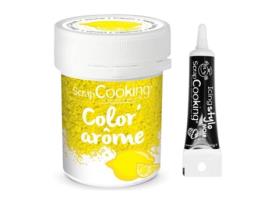 Corante Alimentar Amarelo com Sabor a Limão 10 g+ Caneta Glacê Preta Scrapcooking