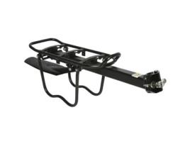 Suporte traseiro com fixação rapide alumínio preto com protecção lateral para alforge no espigão do selim P2R