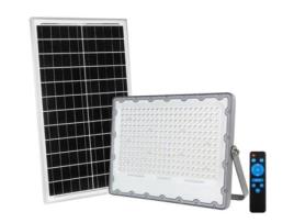 Projetor Led Prateado Athos de Alta Luminosidade 300W com Painel Solar e Controle Remoto Incluso