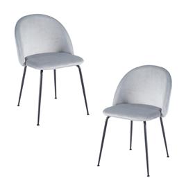 Presentes Miguel - Pack 2 Cadeiras Black Dalnia Veludo - Cinza claro