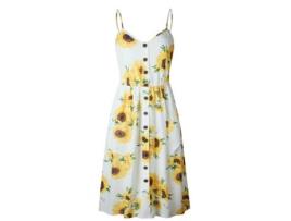 Vestido de Mulher FYY Longo Estampa Floral Poliéster Multicor (3XL)