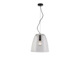 Suspensão Ares em Metal Preto com Difusor de Vidro Transparente de 35 cm