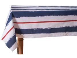 Toalha de Mesa Retangular em Estampa Digital 100% Algodão com Cores Vivas e Intensas Made In Italy 140X240 Cm Riscas Branco Vermelho Azul