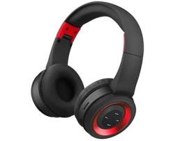 Auscultadores Bluetooth Noise Reduction Folding Adjustable Subwoofer Sports red Black