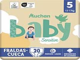 Fraldas Cueca Auchan Baby Sensitive Ecológicas Tamanho 5 12-17kg 20un