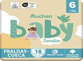 Fraldas Cueca Auchan Baby Sensitive Ecológicas Tamanho 6 +16kg 18un