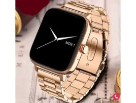 Smartwatch Lige I13 Dourado com Rosa Feminino Menus em Português