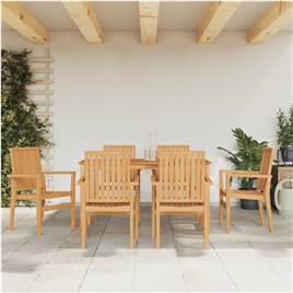 Conjunto De Jantar Para Jardim 7 Pcs Madeira De Teca Maciça VIDAXL