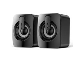 Coluna Mini Ecelen para Computador de Mesa com Subwoofer Ideal para Uso Doméstico Cor Preta