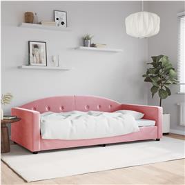 Sofá Cama VIDAXL Veludo Rosa (100x200 cm)