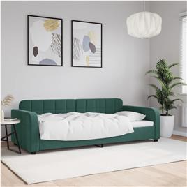 Sofá Cama VIDAXL Veludo Verde-escuro (90x200 cm)