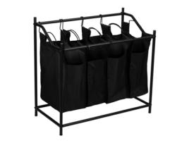 Coletores de roupa Vamdrup 4 sacos metal / poliéster 75 x 78 x 40 cm preto [EN.CASA]