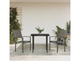 Conjunto De 3 Un De Jantar Para Jardim Aço E Textilene Preto VIDAXL