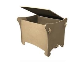 Baú de madeira MDF para decorar - 41 x 35 x 32 cm Gomille