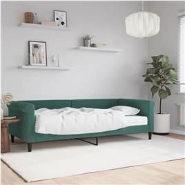 vidaXL Sofá-cama com colchão 90x200 cm veludo verde-escuro