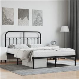 vidaXL Estrutura de cama em metal com cabeceira 150x200 cm preto