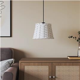 vidaXL Abajur de teto Ø20x15 cm vime branco