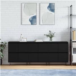 vidaXL Aparadores 3 pcs derivados de madeira preto