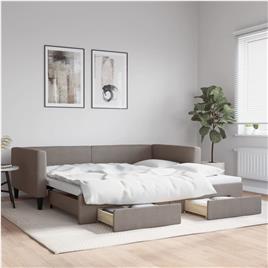 vidaXL Sofá-cama c/ gavetão/gavetas 100x200cm tecido cinza-acastanhado