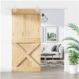 vidaXL Porta de correr com ferragens 95x210 cm madeira de pinho maciça