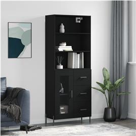 vidaXL Armário alto 69,5x34x180 cm derivados de madeira preto