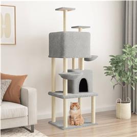 vidaXL Árvore p/ gatos c/ postes arranhadores sisal 180 cm cinza-claro