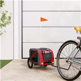 vidaXL Reboque de bicicleta p/ cães tecido oxford/ferro vermelho/cinza
