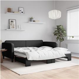 vidaXL Sofá-cama com gavetão 100x200 cm tecido preto