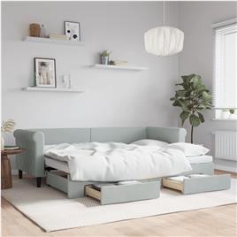 vidaXL Sofá-cama c/ gavetão e gavetas 80x200 cm veludo cinzento-claro