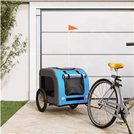 vidaXL Reboque de bicicleta p/ cães tecido oxford/ferro azul/cinza