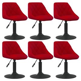 vidaXL Cadeiras de jantar giratórias 6 pcs veludo vermelho tinto