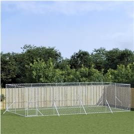 vidaXL Canil de exterior 8x4x2 m aço galvanizado prateado