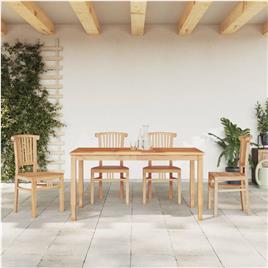 vidaXL 5 pcs conjunto de jantar p/ jardim madeira de teca maciça