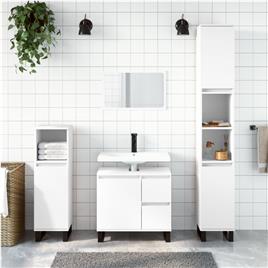 vidaXL 3 pcs conjunto móveis casa de banho derivados de madeira branco