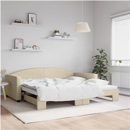 vidaXL Sofá-cama com gavetão 100x200 cm tecido cor creme