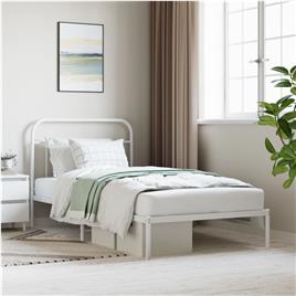 vidaXL Estrutura de cama em metal com cabeceira 107x203 cm branco