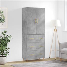 vidaXL Armário alto 69,5x34x180 cm derivados de madeira cinza cimento
