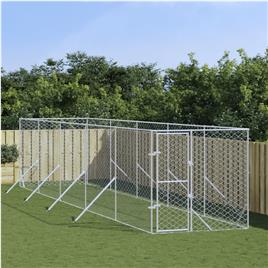 vidaXL Canil de exterior 2x10x2 m aço galvanizado prateado