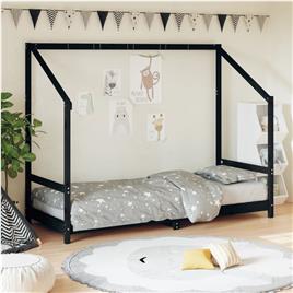 vidaXL Estrutura de cama infantil 80x200 cm pinho maciço preto