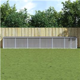 vidaXL Galinheiro com teto 603x98x90 cm aço galvanizado cinza-claro