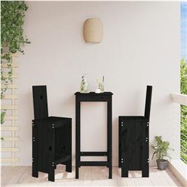 vidaXL Cadeiras de bar 2 pcs 40x42x120 cm pinho maciço preto