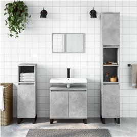 vidaXL 3 pcs conj. móveis casa banho derivados madeira cinza cimento