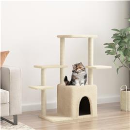 vidaXL Árvore para gatos c/ postes arranhadores sisal 97,5 cm creme
